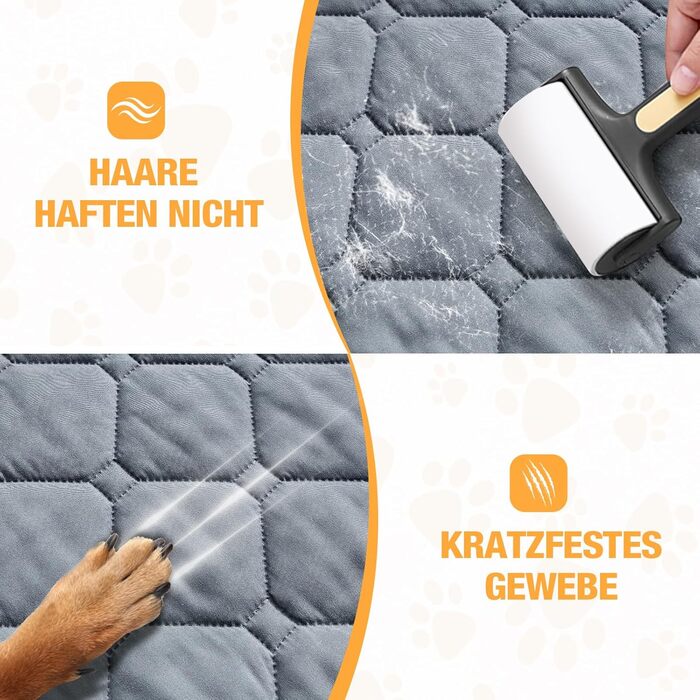 Водонепроникний килимок для собак Lekereise 137x208 см – 100% поглинаючий, не пропускає витоки, м'який, з антиковзаючим покриттям. Захист для дивану, ліжка та авто. Практичний килимок для собак та котів (Сірий)