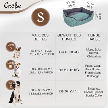 Ліжко для собак та котів, корзина для собак, диван для собак, подушка для собак, ліжко для котів, подушка для котів, S, зелений, 53x42x18 см