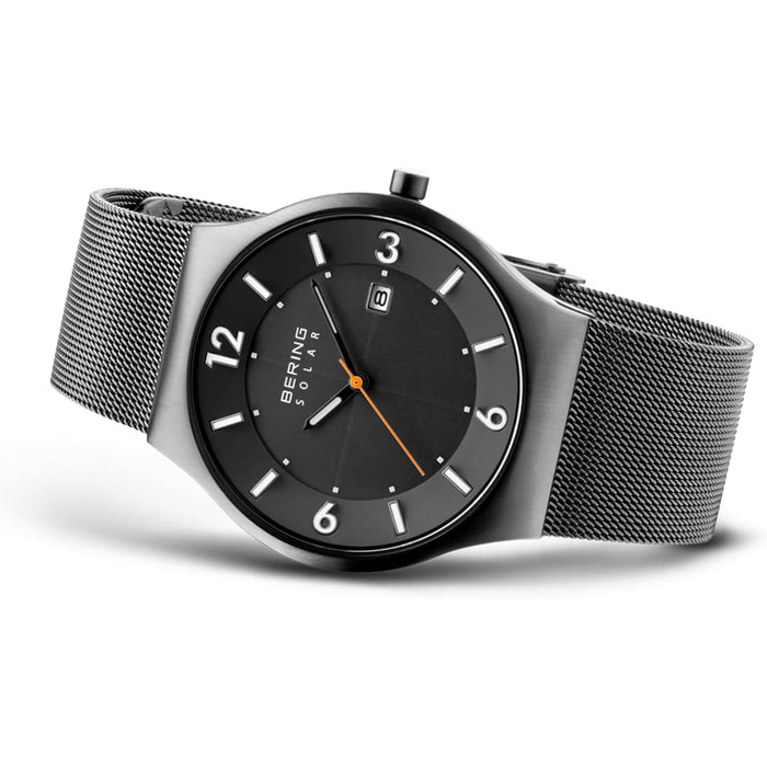 Годинник Bering чоловічий Solar, 40 мм, корпус та циферблат з нержавіючої сталі, браслет Milanaise, сапфірове скло, 5 ATM, 14440-077