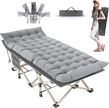 Розкладне ліжко для кемпінгу Newfulam XXL/XL з матрацом, до 400 кг, для дому та відпочинку на природі