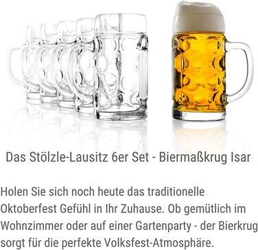 Набір пивних кружок Stölzle Lausitz ISAR, 6 шт, 0,5 л, скло Soda Lime