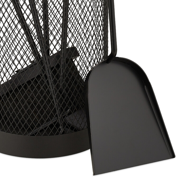 Relaxdays 5-Piece Fireplace Tool Set in Bucket, Black
