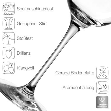 LEONARDO HOME Leonardo Hello, White wine goblet with pulled stem, dishwasher-safe wine glasses, 6-piece set, 370 ml, 061447, clear, 6 pieces (1 pack), 6