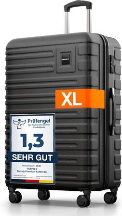 Чемодан туристичний великий 77см, 100л, з TSA замком та плавними колесами | Travely