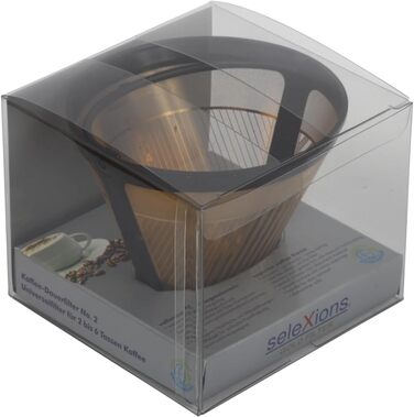 seleXions Coffee Filter Gold Filter All-Metal GF4MB with Metal Handle, for all coffee machines with round filter size 1 x 4