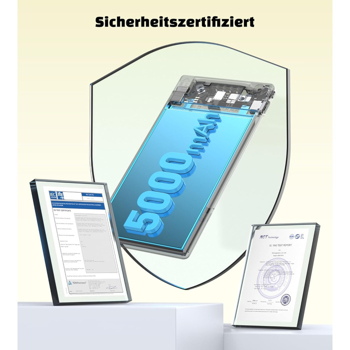 Power Bank Auskang 5000mAh Slim з кабелем для iPhone (сумісний з iPhone 14 та попередніми моделями) - тонкий, легкий, портативний зовнішній акумулятор (білий)