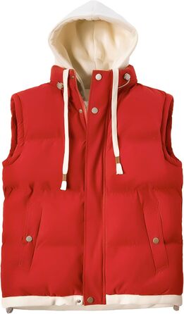 Чоловіча степкова жилетка з капюшоном. Тепла безрукавка для активного відпочинку та повсякденного носіння. Червоний колір, розмір M