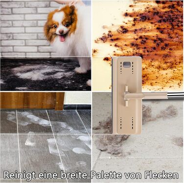 Набір для миття підлоги MASTERTOP з відром, моп з нержавіючою ручкою та 3 насадками, набір відра та мопа 2 в 1, плоский моп з функцією віджиму для ламінату, плитки (бежевий), комплект змінних насадок (3 шт.)