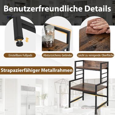 Підставка для мікрохвильової печі COSTWAY з 3 рівнями та металевим каркасом, 52 x 42 x 78 см, до 50 кг