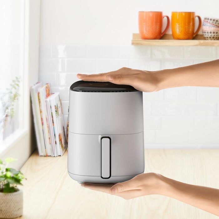 Аерофритюрниця Tefal Easy Fry Compact 3 л, 10 програм, сенсорне управління, антипригарне покриття, енергозберігаюча, світло-сіра