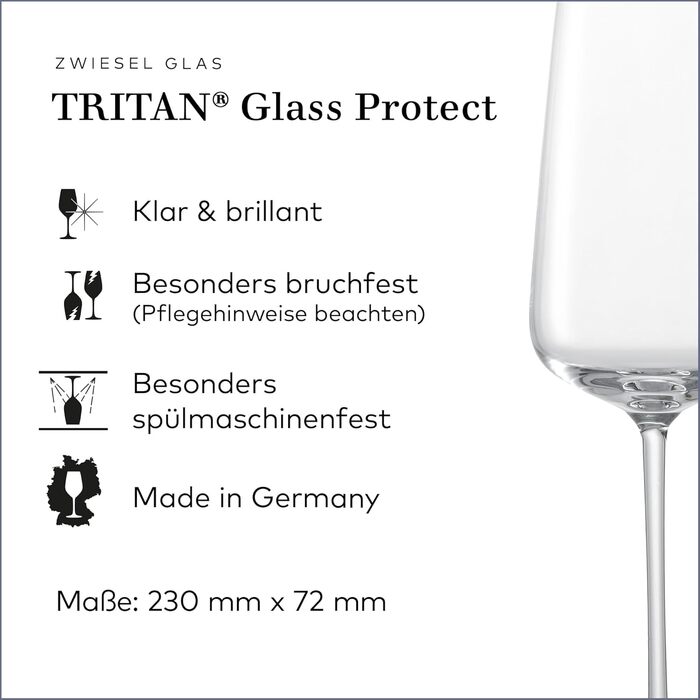 Бокали для шампанського Zwiesel Glas Vervino, 2 шт, кришталеві з мюс'єр-пунктом, тритан, для ігристого вина, виробництво Німеччина