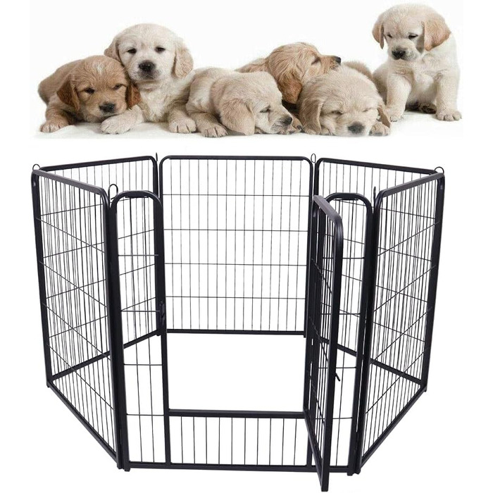 Клітка-забіг для собак HENGMEI: 80 см, складана, для собак, котів, кроликів, для дому та вулиці, 6 частин