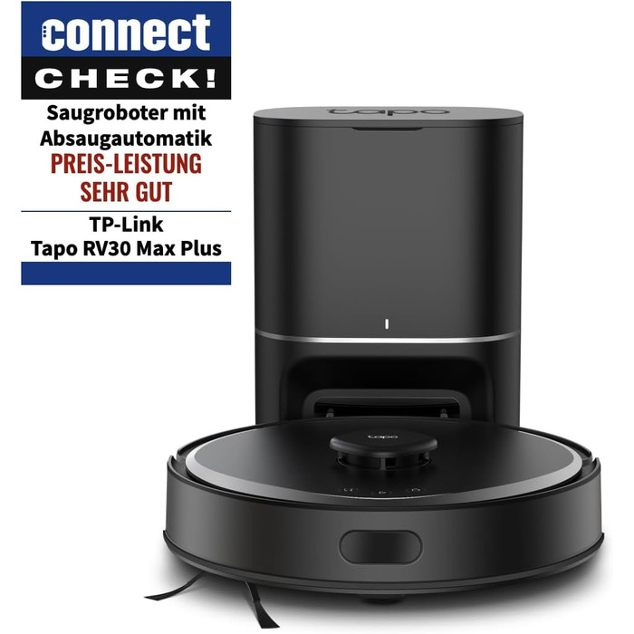 Робот-пилосос Tapo RV30 Max Plus з функцією миття та автоматичною станцією самостійного очищення, 5300Pa, LiDAR+IMU, голосове керування Alexa & Google Assistant, APP