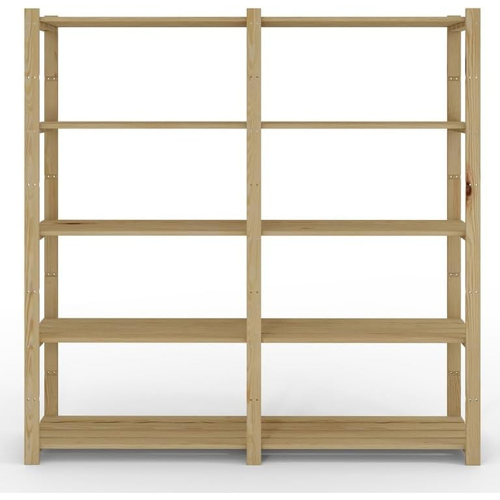Lenmar Series B Wooden Shelf, Pine, Wood, Light Beige, B-20 170 x 80 x 40 cm, 5 Shelves, Bookcase, Wooden Shelf, Standing Shelf, Wall Shelf, Shelf with 5 Shelves, Office Shelf, for Living Room, Storage Shelf (B-30 170 x 150 x 40 cm 5 Shelves)