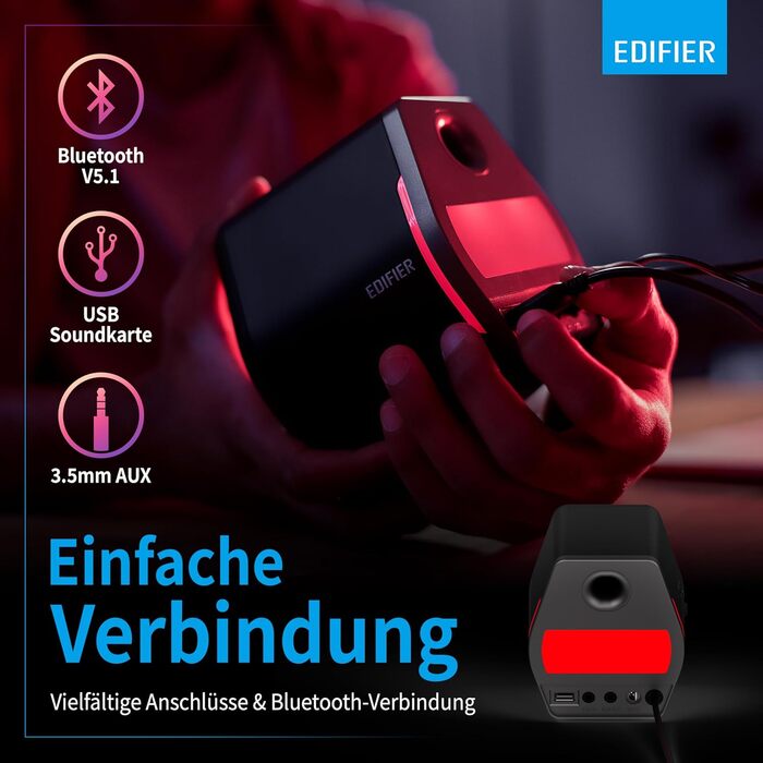 Edifier G2000 - Ігрова Bluetooth колонка з RGB підсвічуванням та 3 режимами звучання (Чорний)