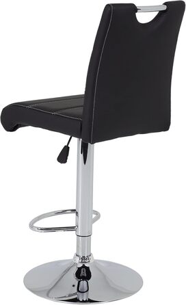 Miranda Bar Stool - Adjustable Height, 360° Swivel, Faux Leather - Black