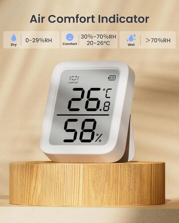 SwitchBot Indoor Thermometer Hygrometer 3-Pack, Indoor Temperature and Humidity Sensor with Smart Alert and 68-Day Data Storage, Bluetooth Room Thermometer for Baby, Home, Garage
