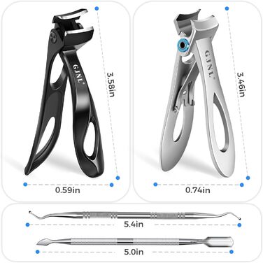 Нігтеріз для літніх людей та товстих нігтів, 16 мм/37 мм ширина отвору, міцний нігтеріз для чоловіків з товстими нігтями, 45° кут заточування, вигнута леза, для видалення врослого нігтя (чорний)