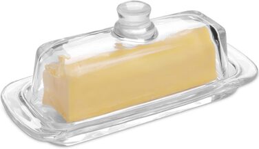 Gusnilo Butter Dish made of Glass, Classic Butter Dish, Transparent, with Lid and Handle, Dishwasher Safe, 1 Piece