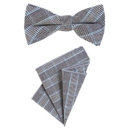 Метелик чоловічий DonDon Tweed 12x6 см з хустинкою 23x23 см, бавовна, сіро-блакитна клітинка