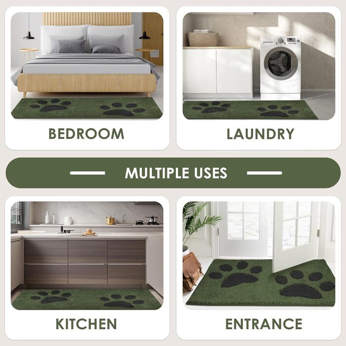 Килимок для підлоги FCSDETAIL 50x80 см, водонепроникний, зносостійкий, для дому, від бруду та вологи, для собак, вхід, зелений