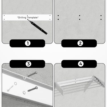 Настінна сушарка для білизни Vonia – компактна та складна – міцна сушарка для ванної, балкону та квартири (біла, 80 x 40 см)