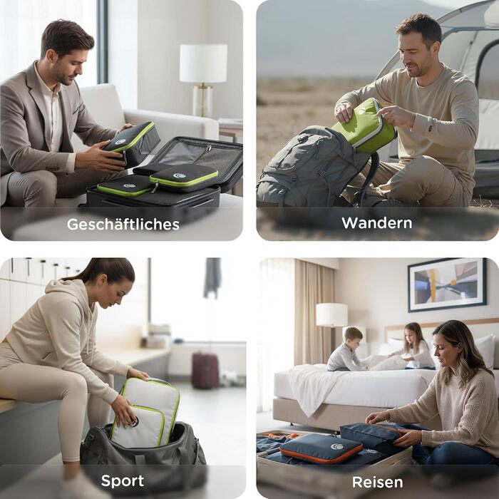 Органайзер для валізи Cipway Kompression Set (8 шт.) - Набір для пакування багажу, чорний