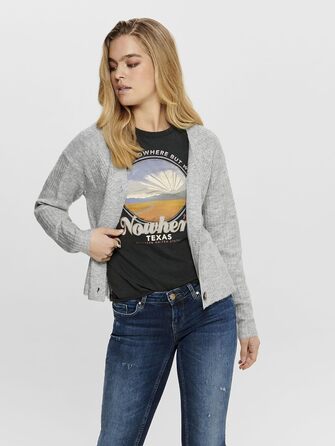 Жіноча в'язана кофта ONLCAROL S світло-сірого кольору