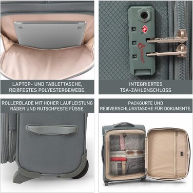 Розширюваний валіза Aerolite 55x40x20/23 см - ручна поклажа для Lufthansa, Eurowings, Condor, SunExpress, TUI (зелений)