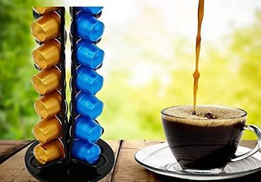 Органайзер для кавових капсул Exzact, сумісний з Nespresso (на 40 капсул), обертовий стійка-холдер 360°, протиковзкий, чорний