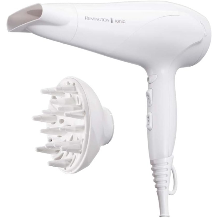 Фен Remington D3198: Іонний, з насадкою-дифузором та насадкою для укладки, 2200W, чорний (EU)