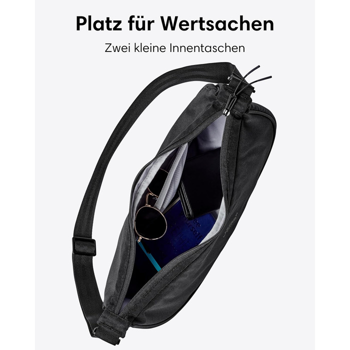 Сумка через плече LARKSON Solveig Medium чорна - Водовідштовхувальна напівмісячна сумка 6.5 л для жінок та чоловіків