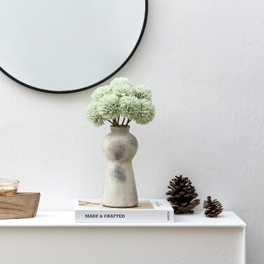 Керамічна ваза, блакитно-коричневий дизайн, ваза в скандинавському стилі для декору, сучасна ваза для вітальні, спальні, кухні, передпокою, ванної кімнати (натуральний коричневий, 20 см)