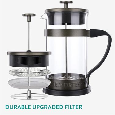 Френч-прес Navaris 1000 мл: кавоварка зі сталевим фільтром, для кави та чаю, коричнева