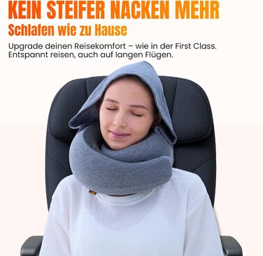 Подушка для шиї в літак, авто: 100% бавовна, Memory Foam, зручна, легка, повний набір для подорожей (маска для сну, беруші) - (Sakura Pink, Hooded Pro)