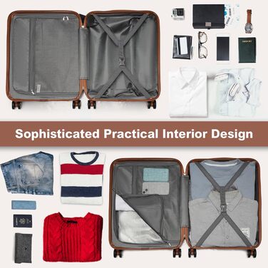 Набір валіз KONO: 3 шт. (55/65/75 см) з TSA-замком, розширювані, легкі, з 4 колесами