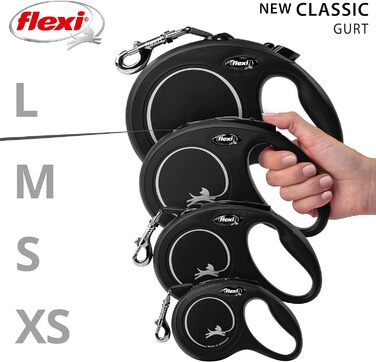 Flexi Classic L рулетка для собак до 50 кг (чорна, довжина 5 м)