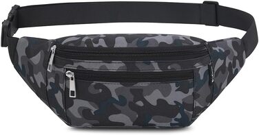 Чоловіча та жіноча поясна сумка-бананка, водонепроникна, для спорту, подорожей та активного відпочинку (камуфляж чорний)