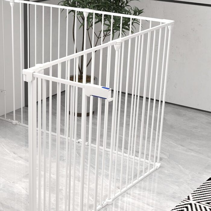 PawHut вольєр для цуценят, розкладний, 90 см, сталевий, білий, з 8 панелей та дверцятами