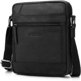 Чоловіча сумка через плече LEABAGS з натуральної шкіри - месенджер, кросбоді, робоча сумка (Nature Schwarz)