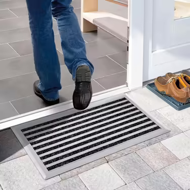 Nicoman Aluminium - Door Mat for Indoor and Outdoor Use | Entrance Mat with High Cleaning Performance & Attractive Metal Look | Doormats for the Front Door