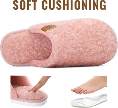 Жіночі м'які капці-тапочки Evshine з ефектом пам'яті (Memory Foam), закриті домашні капці, рожеві (розмір 37/37.5 EU)