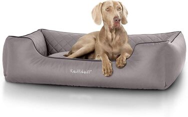 Cuddly Wuff Dog Bed XXL Faux Leather Dog Basket Dog Sofa Dog Cushion Dog Bed Washable Milan, 120 x 85cm, (L 105 x W 75 x H 25 cm, Grey)