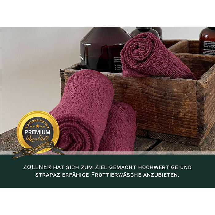 Набір махрових рушників для ванни ZOLLNER, 6 шт, 50x100 см, бавовна, готельна якість, червоні