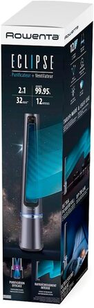 Вентилятор-повітроочисник Rowenta Eclipse QU5030 2-в-1 | Повітряний фільтр, 12 швидкостей, таймер, пульт керування, антрацит