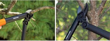 Секатор Fiskars PowerGear L31 для сухої та твердої деревини, 39 см, антиадгезійне покриття, загартована сталь, чорний/помаранчевий