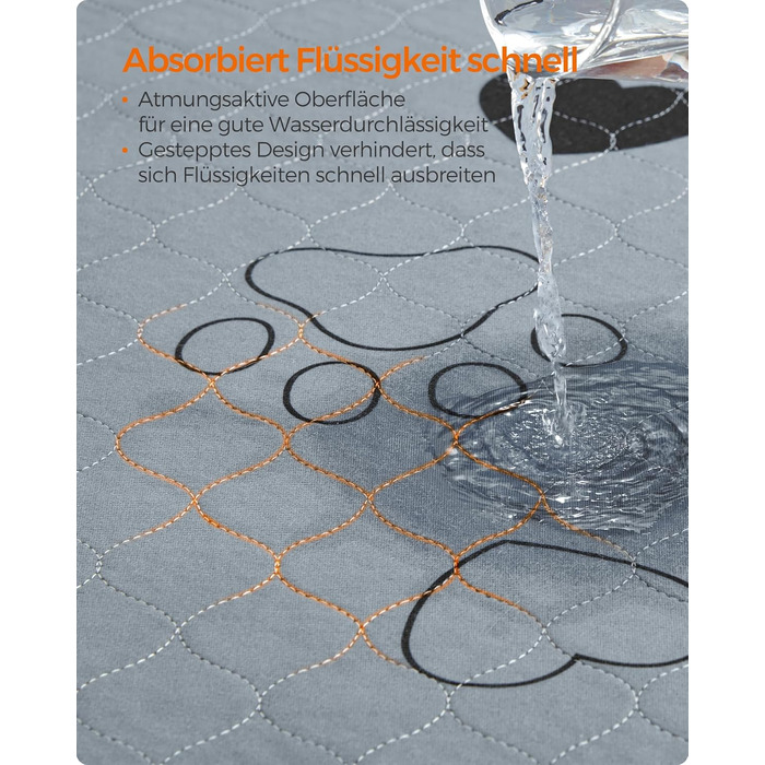 Підстилка для собак Feandrea, 2 шт., 122 x 91 см, XL, сіра, водонепроникна, супер поглинаюча, для собак