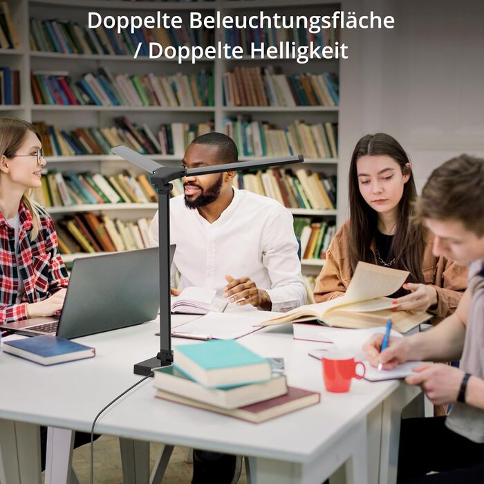 iVict LED лампа для столу з регульованими Swing Arms, 5 режимів, сенсорне керування, таймер, USB-порт, пам'ять, для дітей, білий колір