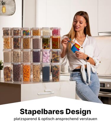 Набір контейнерів для зберігання Deco haus® з кришкою (24 шт.) - для кухні, продуктів, круп, борошна