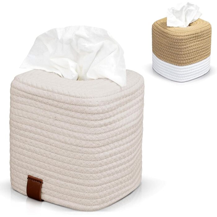 Скринниця для серветок Rarapop: стильна дерев'яна скринька-куб для ванної кімнати та офісу (кремовий колір)